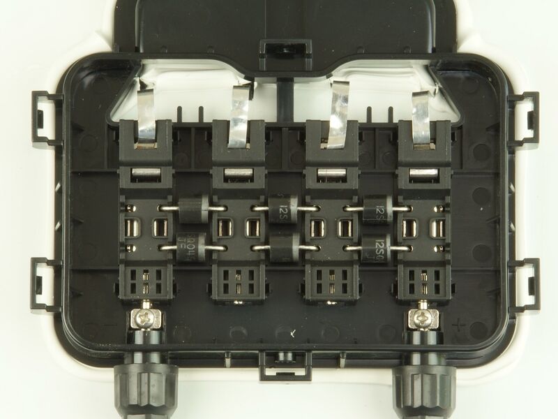 PV Panel Junction Box with Bypass Diode Positions, IP65